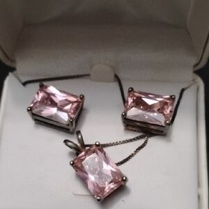 Rose Quartz Necklace and Earring Set
